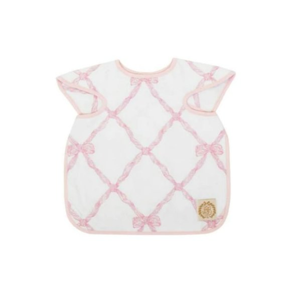 TBBC Belle Meade Bow bib Big Bite Pink Beaufort Bonnet Company Birthday white - Picture 1 of 4